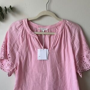 beachlunchlounge Light Pink Cotton Eyelet Sleeve Tunic